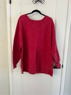 SO Red Washed Oversized Crewneck Sweatshirt